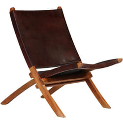 Chaise De Relaxation Pliable Marron Cuir Véritable Vidaxl