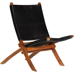 Vidaxl - Chaise de relaxation pliable Noir Cuir véritable