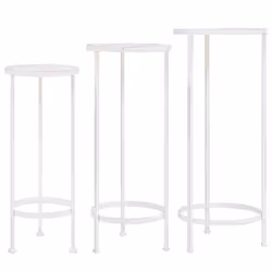 vidaXL Support de plantes 3 pcs Style vintage Métal Blanc antique - TU