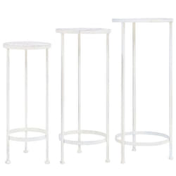 vidaXL Support de plantes 3 pcs Style vintage Métal Blanc antique - TU