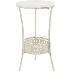 vidaXL Table de bistro Style vintage Ronde Métal 40x70 cm Blanc - TU