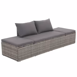 vidaXL Lit de jardin Gris 195x60 cm Résine tressée - TU