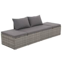 vidaXL Lit de jardin Gris 195x60 cm Résine tressée - TU