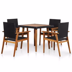 vidaXL Ensemble à manger d'extérieur 5 pcs Résine tressée Noir marron - TU