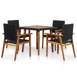 vidaXL Ensemble à manger d'extérieur 5 pcs Résine tressée Noir marron - TU