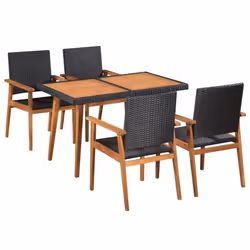 vidaXL Ensemble à manger d'extérieur 5 pcs Résine tressée Noir marron - TU