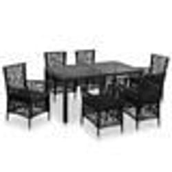 vidaXL Ensemble à manger d'extérieur 7 pcs Résine tressée Noir - TU