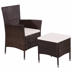 VidaXL 44090, Terrace, Siège rembourré, Polyéthylène, Rotin, Acier, Crème, Blanc, 580 mm, 610 mm