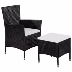 VidaXL 44091, Terrace, Siège rembourré, Polyéthylène, Rotin, Acier, Crème, Blanc, 580 mm, 610 mm