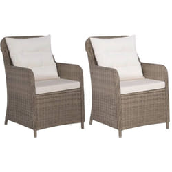 VidaXL 44148 chaise d'extérieur Terrace Siège rembourré Polyéthylène, Rotin, Acier Marron, Crème, Blanc