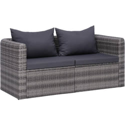 vidaXL Canapés d'angle de jardin 2 pcs Gris Résine tressée
