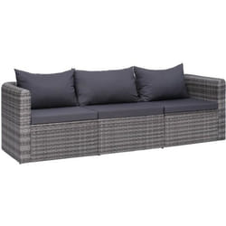 vidaXL Meuble de jardin 3 pcs avec coussins Gris Résine tressée - TU