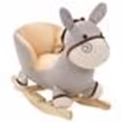 vidaXL Âne à bascule avec dossier Peluche 60x32x55 cm Gris