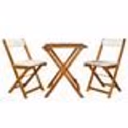 vidaXL Ensemble de bistro pliable 3 pcs avec coussins Acacia solide - TU