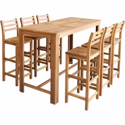 vidaXL Table et chaises de bar 7 pcs Bois d'acacia massif - TU