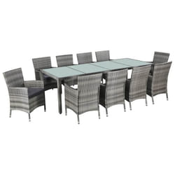 vidaXL Ensemble à manger d'extérieur 11pc coussins Résine tressée Gris - TU