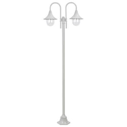 vidaXL Lampadaire de jardin E27 220 cm Aluminium 2 lanternes Blanc - TU