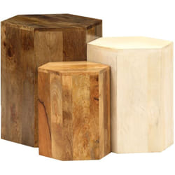 Ensemble de table basse 3 pcs Bois de manguier massif Vidaxl