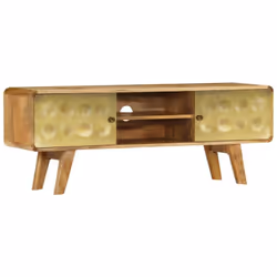 Notre meuble TV de style rétro arbore un imprimé doré décoratif sur le devant et ajoutera une touche de luxe à votre espace d ...