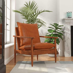 Vidaxl - Fauteuil Marron Cuir véritable avec bois d'acacia
