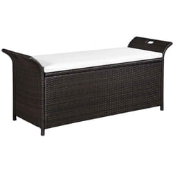 Banc de jardin avec coussin 138 cm Résine tressée Marron