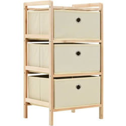 Tagère de rangement 3 paniers Tissu Bois de cèdre Beige Vidaxl