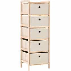 Description générale Cette étagère de rangement en bois de cèdre massif est dotée de 5 paniers en tissu séparés, offrant un e ...