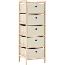 Vidaxl - tagère de rangement 5 paniers tissu bois de cèdre beige