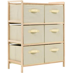 Vidaxl - tagère de rangement 6 paniers Tissu Bois de cèdre Beige