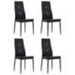 vidaXL Chaises à manger lot de 4 noir similicuir - TU