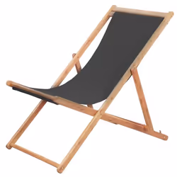 vidaXL Chaise pliable de plage Tissu et cadre en bois Gris - TU