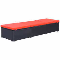 VidaXL 44405 chaise d'extérieur Linge Siège rembourré Polyéthylène, Rotin, Acier Noir, Rouge
