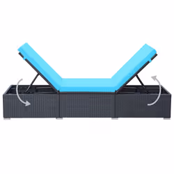 VidaXL 44406 chaise d'extérieur Linge Siège rembourré Polyuréthane, Acier Noir, Bleu - Vue supplémentaire 6