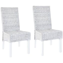 Chaises à manger lot de 2 rotin kubu et bois de manguier