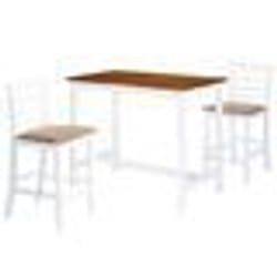vidaXL Table et chaises de bar 3 pcs Bois massif Marron et blanc - TU