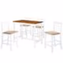 vidaXL Table et chaises de bar 5 pcs Bois massif Marron et blanc - TU