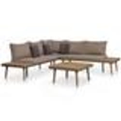 vidaXL Salon de jardin 4pcs et coussins Bois d'acacia solide Marron - TU