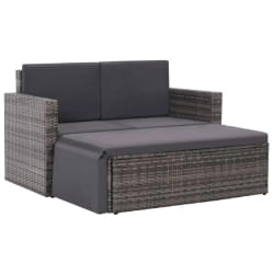 vidaXL Salon de jardin 2 pcs avec coussins Résine tressée Gris - TU
