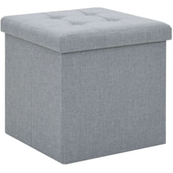 Vidaxl - Tabouret de rangement pliable Gris clair Faux lin