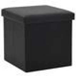 vidaXL Tabouret de rangement pliable Noir Similicuir - TU