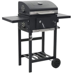 vidaXL Gril de barbecue au charbon de bois et étagère inférieure Noir