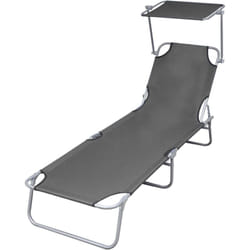 vidaXL Chaise longue pliable avec auvent Acier Gris - TU