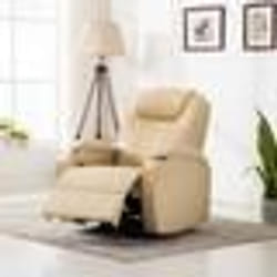 vidaXL Fauteuil à bascule de massage Crème Similicuir - TU