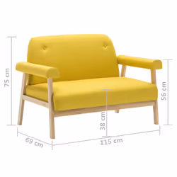 VidaXL 246652 canapé 2 siège(s) Jaune - Vue supplémentaire 8