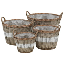 vidaXL Lits surélevés 4 pcs Osier avec doublure en PE - TU