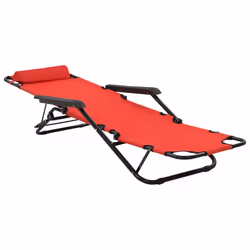 VidaXL 44344 chaise d'extérieur Linge Polyester Rouge - Vue supplémentaire 5