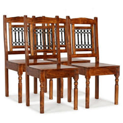 vidaXL 4x Chaises de Salle à Manger Bois Massif avec Finition Sesham Cuisine 275271