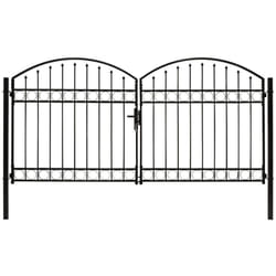 Vidaxl - Portillon double porte avec dessus arqué Acier 300x125 cm Noir