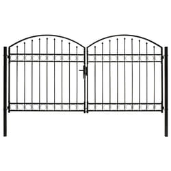 vidaXL Portillon double porte avec dessus arqué Acier 300x150 cm Noir - TU