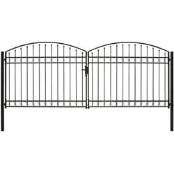 Portillon double porte avec dessus arqué Acier 400x175 cm Noir